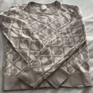 Abercrombie & Fitch Women's Sweater - Cream and Brown Geometric Design
